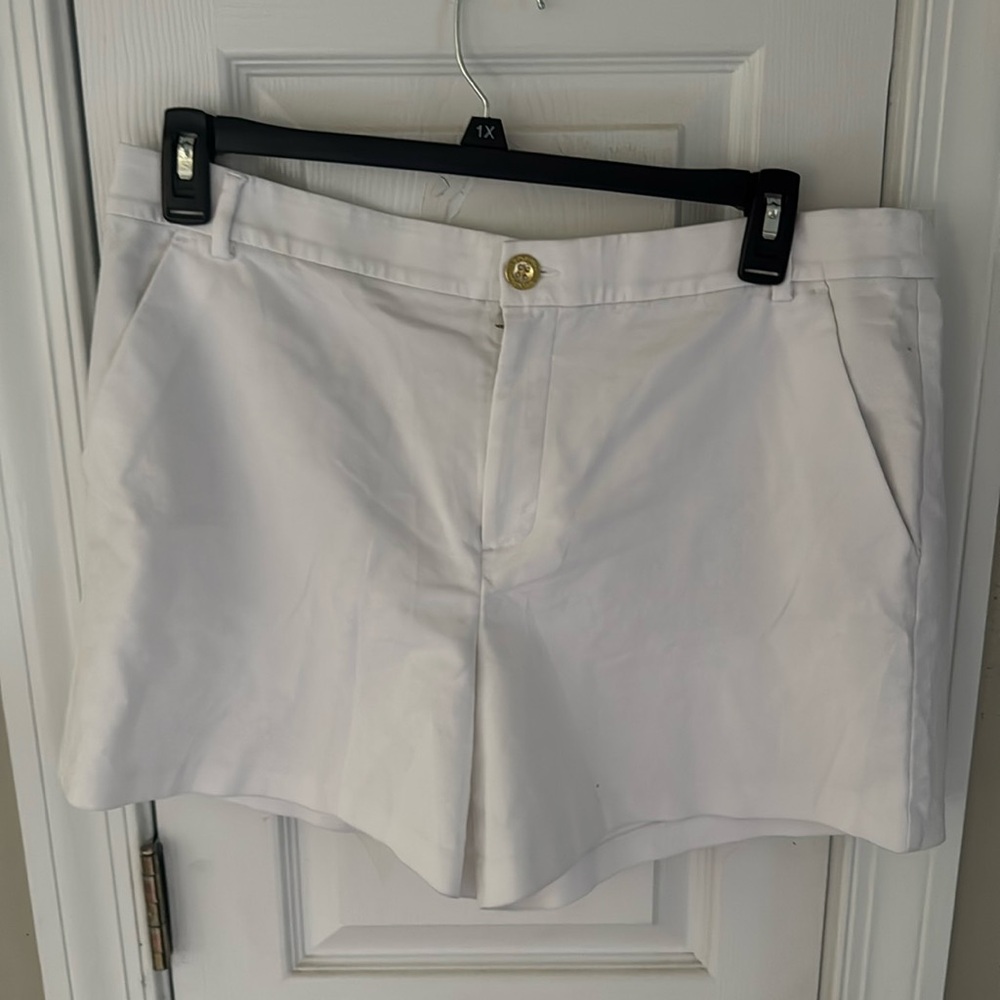 Lilly Pulitzer Shara Women's White Mid-Rise Stretch Shorts Size 16